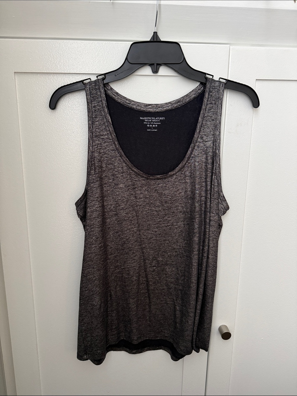 MAJESTIC FILATURES Women's Charcoal Heather Scoop Neck Tank